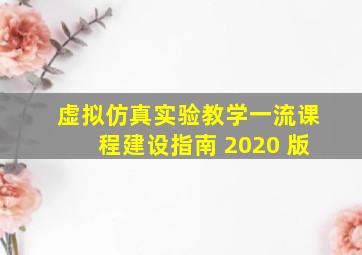 虚拟仿真实验教学一流课程建设指南 2020 版